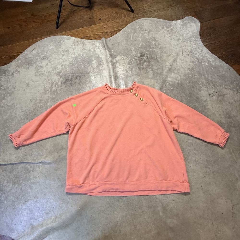 Talbots Sweater‎ Womens Size 3XP Peach Button Shoulder 100% Cotton